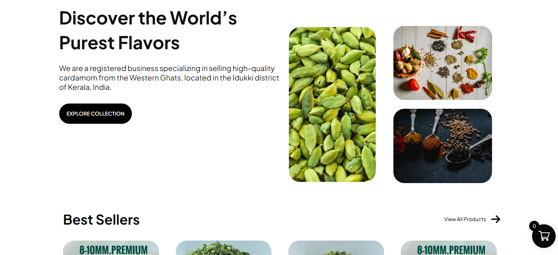 Cardamom Plantation website mockup
